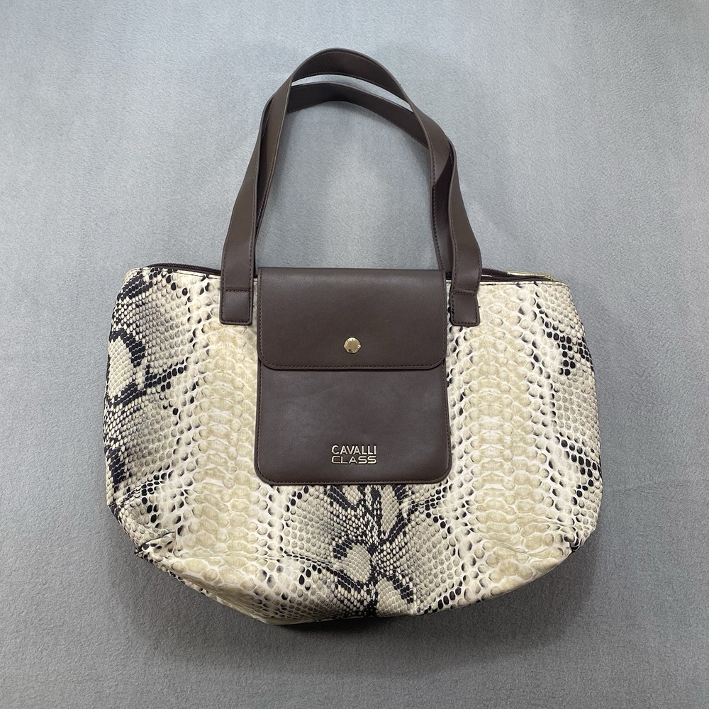 Cavalli Class by Roberto Cavalli Medium Nylon Tote In Python Print